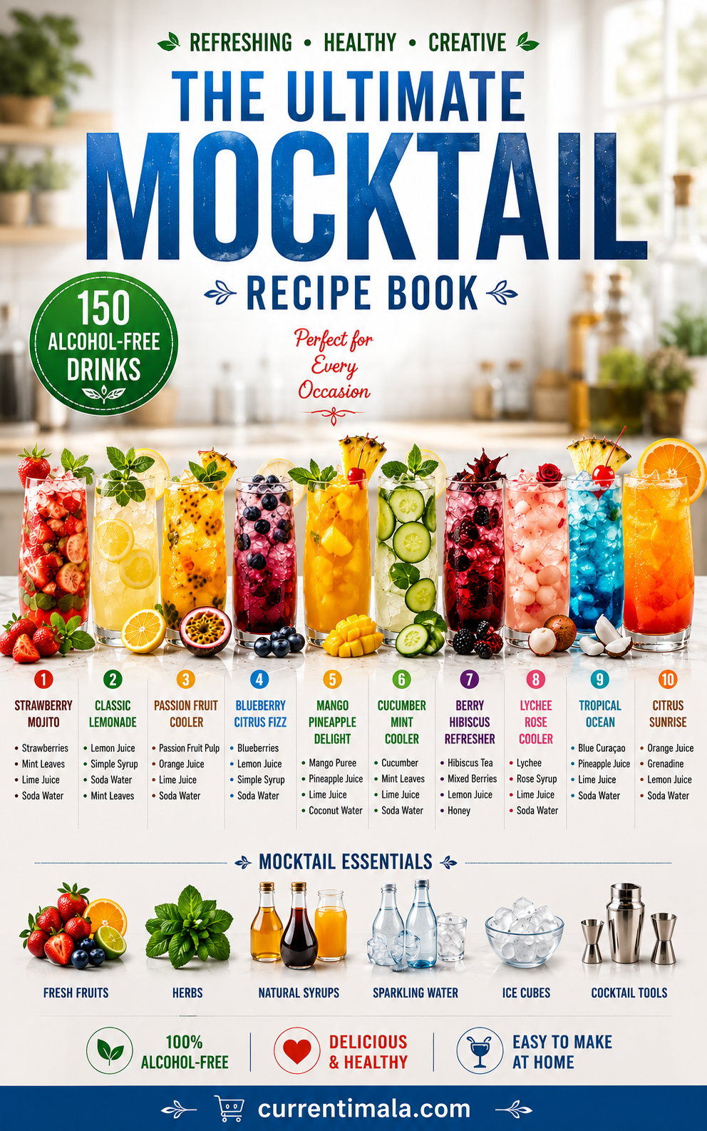 Ultimate Mocktail Recipe Book | Refreshing Alcohol-Free Drinks for Every Occasion