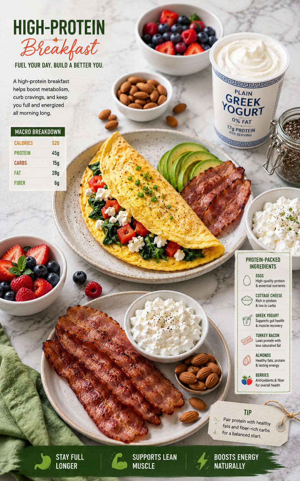 High Protein Low Carb Cookbook | Easy Healthy Recipes for Energy, Strength & Weight Management