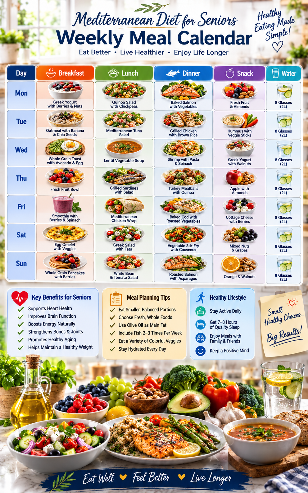 Mediterranean Diet for Seniors | Easy & Heart-Healthy Recipes with a 60-Day Meal Plan